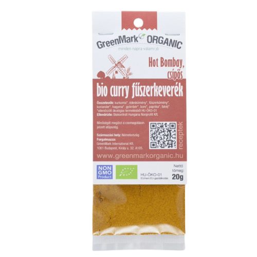 Greenmark bio curry fűszerkeverék csípős hot bombay 20 g