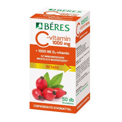 Béres c-vitamin 1000mg csipkebogyó+d3-vitamin filmtabletta 50 db