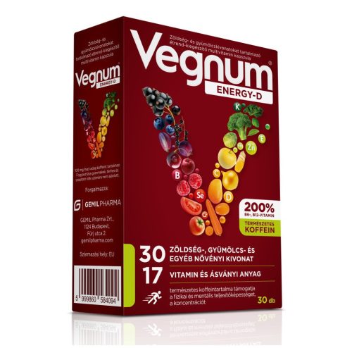 Vegnum energy-d étrendkiegészítő multivitamin kapszula 30 db