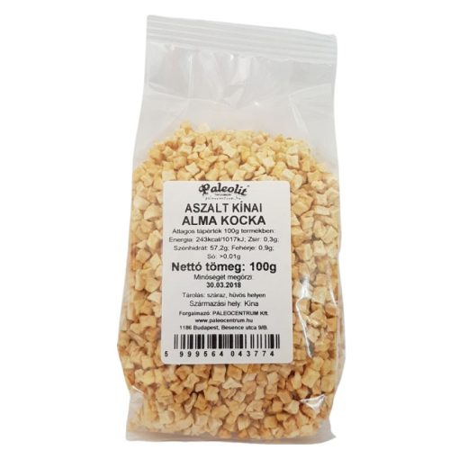 Paleolit Aszalt alma kocka 100g cukormentes, kínai 7x7mm