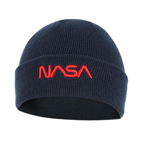 Nasa Worm Red hímzett beanie kötött sapka - sötétkék